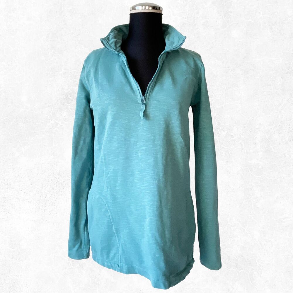 Orvis 1/4 Zip Pullover Sweatshirt Top Women's Size XS Turquoise Cotton Pockets